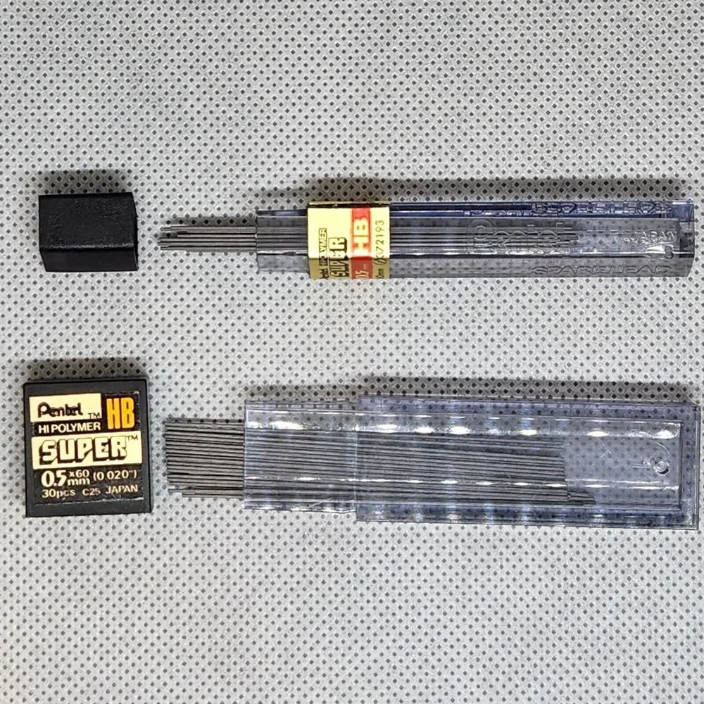 Pentel Super Hi-Polymer Lead Refills, 0.5mm, 0.7mm, 0.9mm Lot of 8 tubes